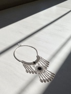 Колье «Ажурные перья» круг, чёрное в чернённом серебре, 35 см - Фото 6