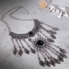 Колье «Ажурные перья» круг, чёрное в чернённом серебре, 35 см - Фото 7