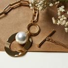 Кулон «Цепь» жемчуг в овале, цвет белый в золоте, шар 16, 45см - фото 25616692