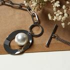 Кулон "Цепь" жемчуг в овале, цвет белый в серебре, шар 16, 45см - фото 25671820