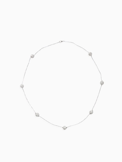 Бусы «Цепь» блеск шамбала, ассорти, шар №12, белые в серебре, 80 см