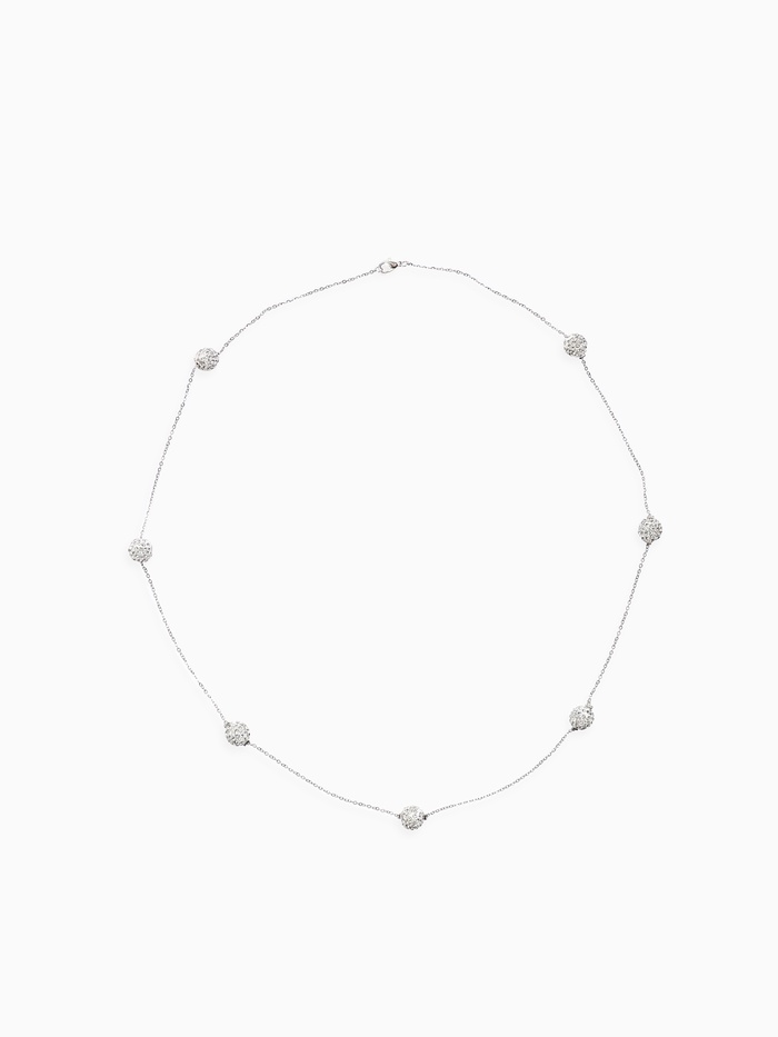 Бусы «Цепь» блеск шамбала, ассорти, шар №12, белые в серебре, 80 см - Фото 1