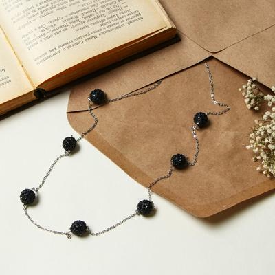 Бусы «Цепь» блеск шамбала, ассорти, шар №12, чёрные в серебре, 80 см