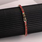 Браслет со стразами «Сияй» тонкая нить, цвет красный в золоте, 18 см - Фото 6