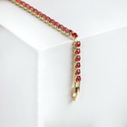 Браслет со стразами «Сияй» тонкая нить, цвет красный в золоте, 18 см - Фото 7