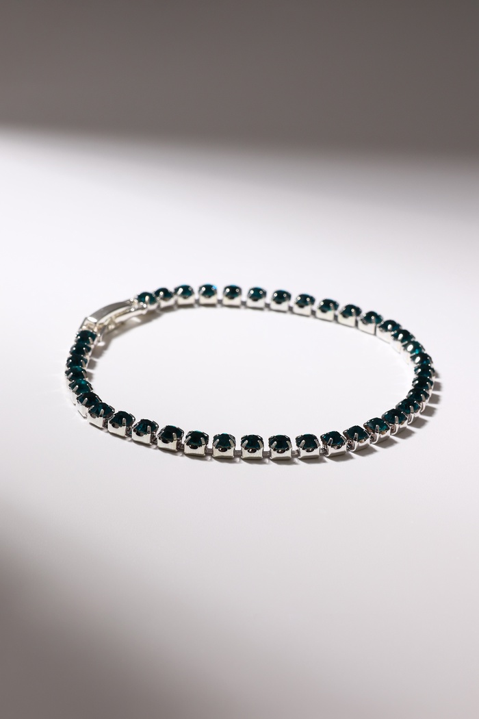 Браслет со стразами «Сияй» тонкая нить, морской в серебре, 18 см - Фото 1