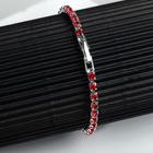 Браслет со стразами «Сияй» тонкая нить, цвет красный в серебре, 18 см - Фото 2