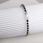 Браслет со стразами «Сияй» тонкая нить, цвет чёрный в серебре, 18 см - Фото 2