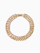 Браслет со стразами «Сияй», L=18 см, 3 ряда, белый в золоте - Фото 1