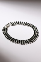 Браслет со стразами «Сияй» три ряда, цвет тёмно-зелёный в серебре, 18 см - Фото 2