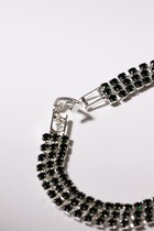 Браслет со стразами «Сияй» три ряда, цвет тёмно-зелёный в серебре, 18 см - Фото 3