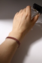 Браслет со стразами «Сияй» три ряда, цвет красный в серебре, 18 см - Фото 4