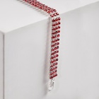 Браслет со стразами «Сияй» три ряда, цвет красный в серебре, 18 см - Фото 6