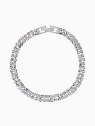 Браслет со стразами «Сияй» 2 ряда, цвет белый в серебре, 18 см