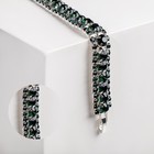 Браслет со стразами «Северное сияние» змейка, цвет изумрудный в серебре, 18 см - Фото 1