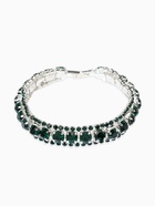 Браслет со стразами «Северное сияние» змейка, цвет изумрудный в серебре, 18 см - Фото 1