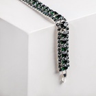 Браслет со стразами «Северное сияние» змейка, цвет изумрудный в серебре, 18 см - Фото 3