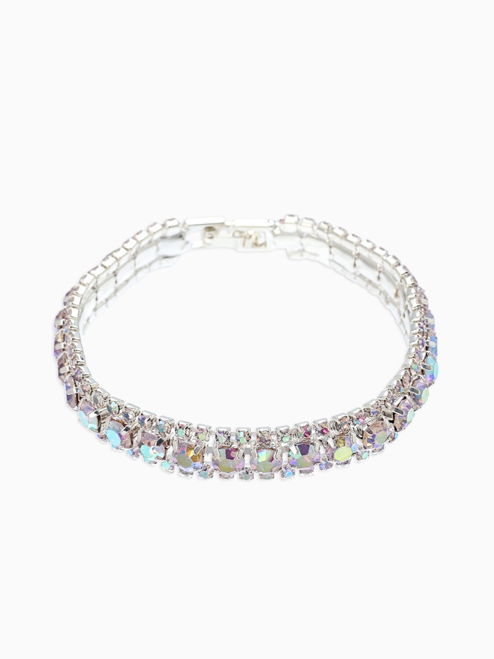 Браслет со стразами «Северное сияние» змейка, цвет радужный в серебре, L=18 см - Фото 1