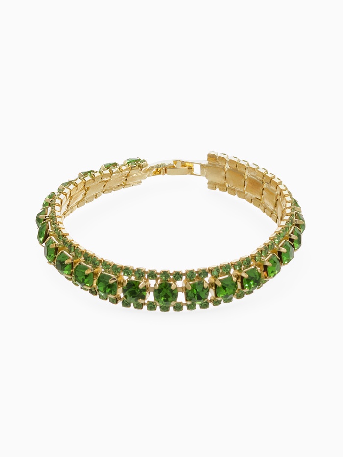 Браслет со стразами «Северное сияние» змейка, светло-зелёный в золоте, L=18 см - Фото 1