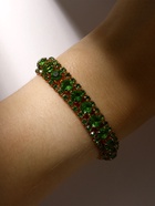 Браслет со стразами «Северное сияние» змейка, светло-зелёный в золоте, L=18 см - Фото 6