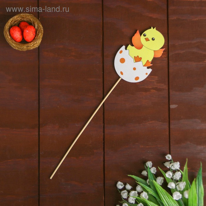 Декор на палочке «Цыплёнок» 0,3×5,5×26 см - Фото 1