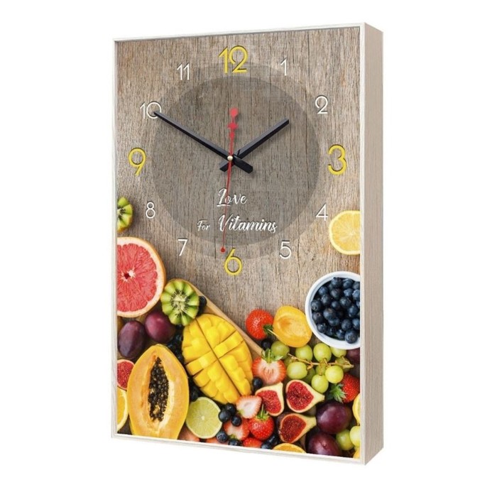 Часы-картина настенные, для кухни, &quot;Тропические фрукты&quot;, плавный ход, 57 х 35 х 4 см