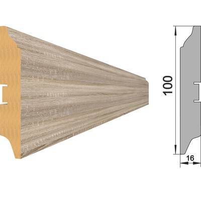 Напольный плинтус МДФ 100B 2000x100x16 Дуб Винтаж