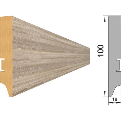 Напольный плинтус МДФ «100А», 16×100×2000 мм, цвет дуб винтаж