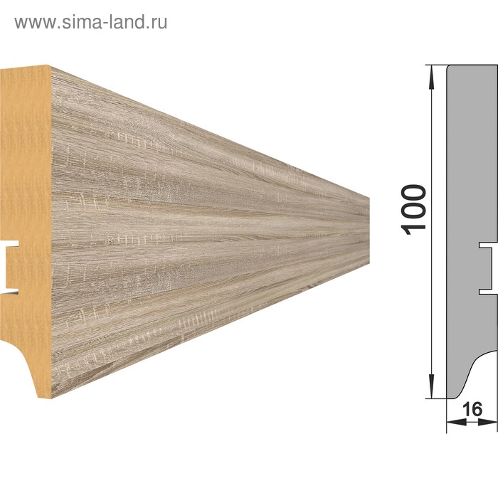 Напольный плинтус МДФ «100А», 16×100×2000 мм, цвет дуб винтаж - Фото 1