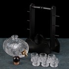 Набор питьевой из стекла «Бочонок», 7 предметов: бочонок 1 л, 6 стопок 30 мл, на деревянной подставке - Фото 3