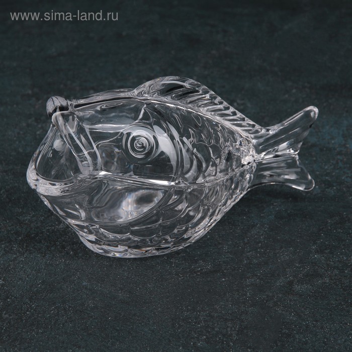 Конфетница стеклянная «Рыба», 100 мл, 16,5×7,6×10 см - Фото 1