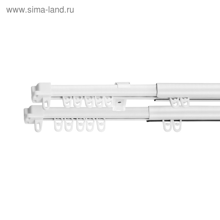 Карниз профильный телескопический металлический двухрядный, 160-300 см, белый - Фото 1