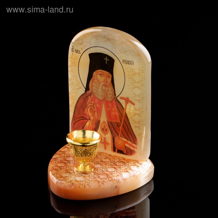Икона «Святой Лука», с подсвечником, селенит - Фото 1