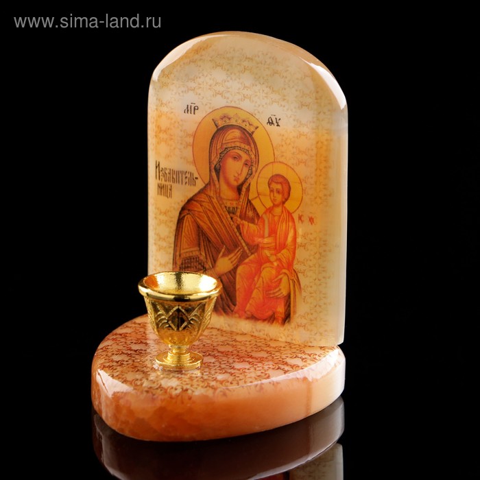 Икона «Божией Матери Избавительница», с подсвечником, селенит - Фото 1