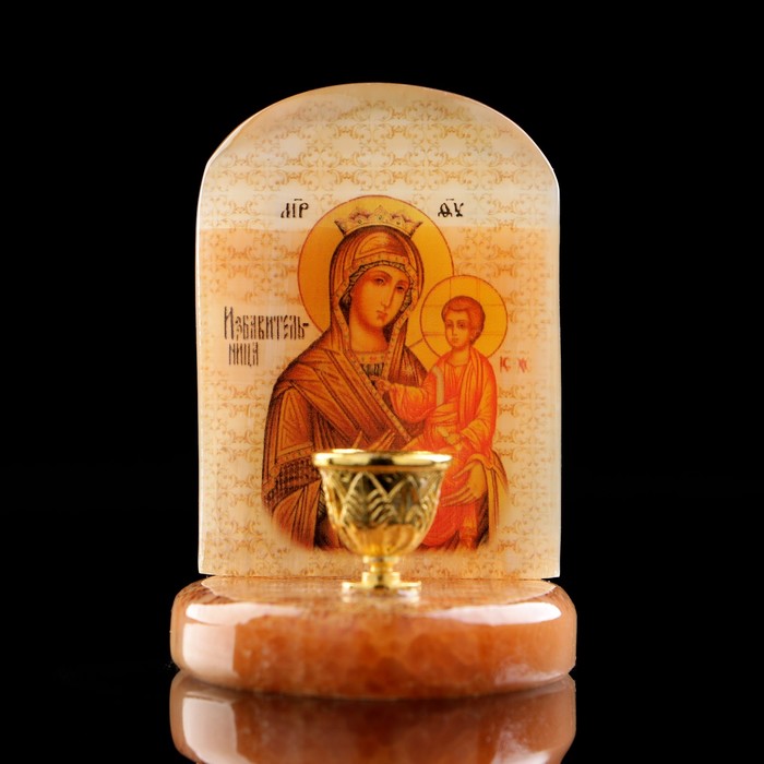 Икона «Божией Матери Избавительница», с подсвечником, селенит - фото 1905627173