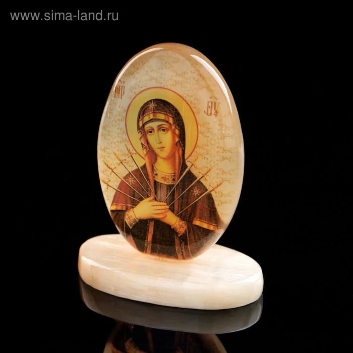 Икона «Семистрельная», настольная на подставке, селенит - Фото 1