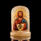 Икона «Иисус Господь Вседержитель», с подсвечником, селенит - фото 8022034