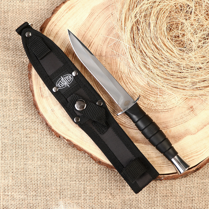 Нож легкий походный "Адмирал-2" сталь - 65х13, рукоять - сталь / резина, 24 см - Фото 1