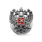 Значок "Герб РФ" малый, посеребрение с оксидированием - фото 8944750