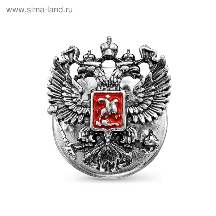 Значок «Герб РФ» малый, посеребрение с оксидированием - Фото 1