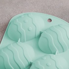 Форма для выпечки Доляна «Пасха. Пасхальное яйцо», 15×12.6×2.5 см, 4 ячейки, силикон, бирюзовая - Фото 4