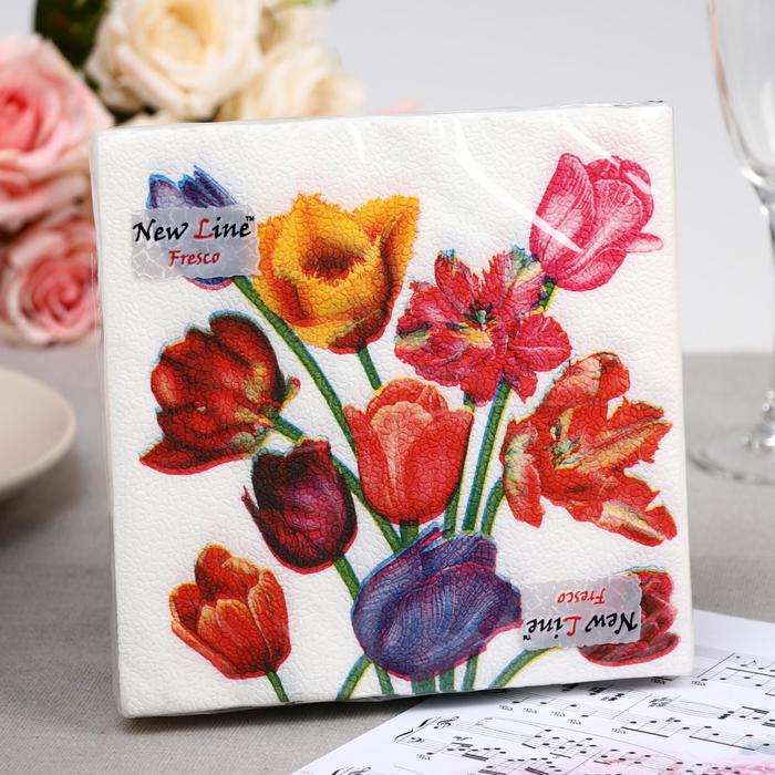 

Салфетки бумажные New Line FRESCO «Тюльпаны», 2 слоя, 33*33 см, 20 шт.