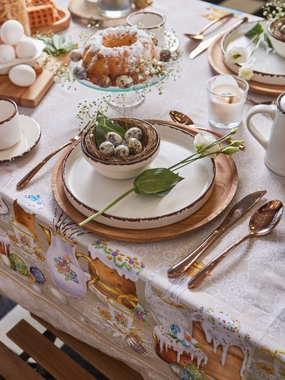 Скатерть «Этель. Пасхальные куличи» 220×147 см, 100% хлопок, саржа 190 г/м²