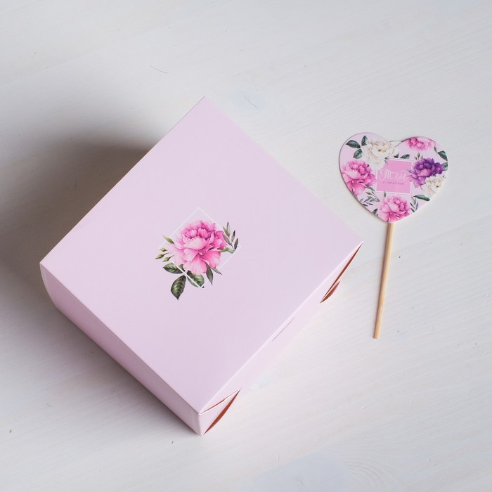 Коробка для цветов с топпером «Тебе с любовью», 11 х 12 х 10 см - фото 1898279337