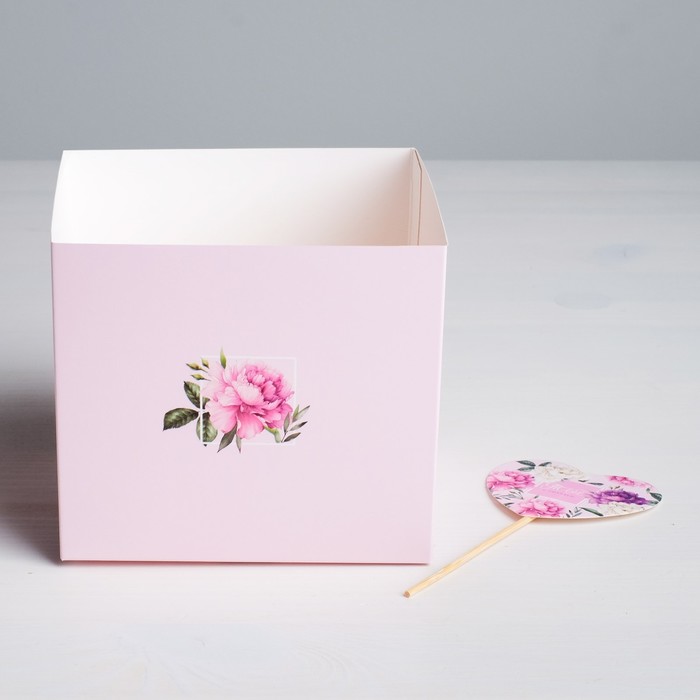 Коробка для цветов с топпером «Тебе с любовью», 11 х 12 х 10 см - фото 1898279338