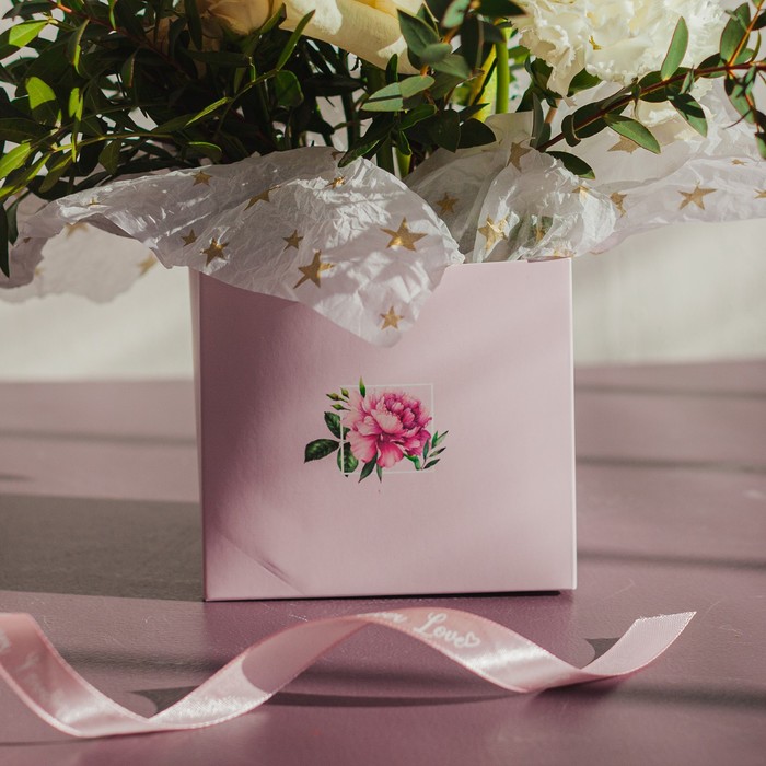 Коробка для цветов с топпером «Тебе с любовью», 11 х 12 х 10 см - фото 1898279339