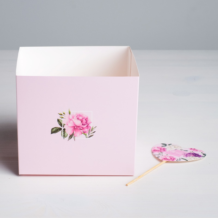 Коробка для цветов с топпером «Тебе с любовью», 11 х 12 х 10 см - фото 1898279340