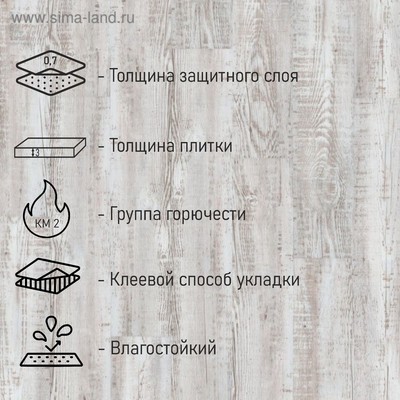 Плитка ПВХ для пола Tarkett Blues Lancaster, 914.4×152.4 мм, толщина 3 мм, 2.09 м²