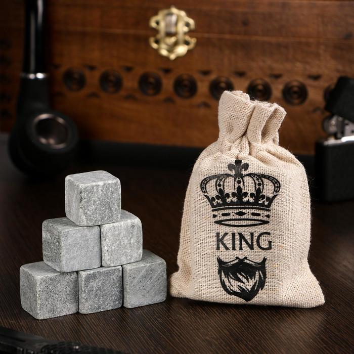 Камни для виски в мешочке "King", натуральный стеатит, 6 шт