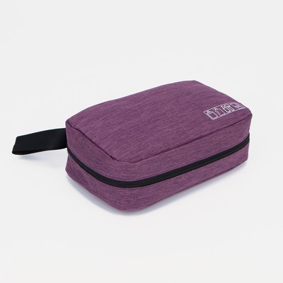 Косметичка-несессер дорожная, с крючком,, 2 отдела на молниях, сиреневая